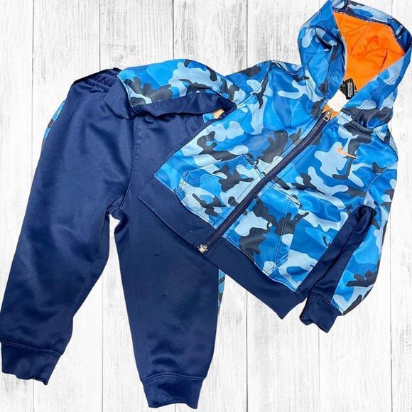 Nike Other - Nike Toddler Boys Blue Camo Athletic Set - Hoodie & Joggers Size 24M